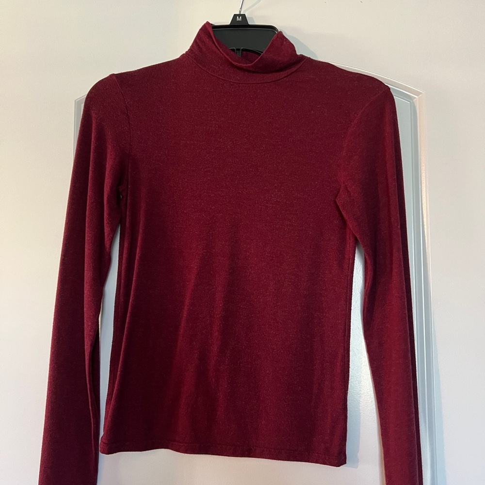 Burgundy Turtleneck Long Sleeve Top